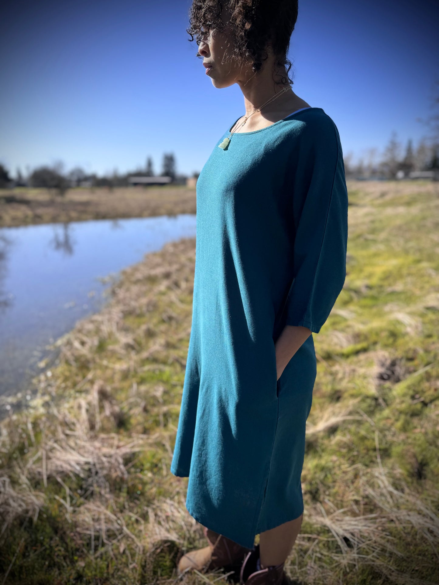 Dotty Tunic Dress in Teal