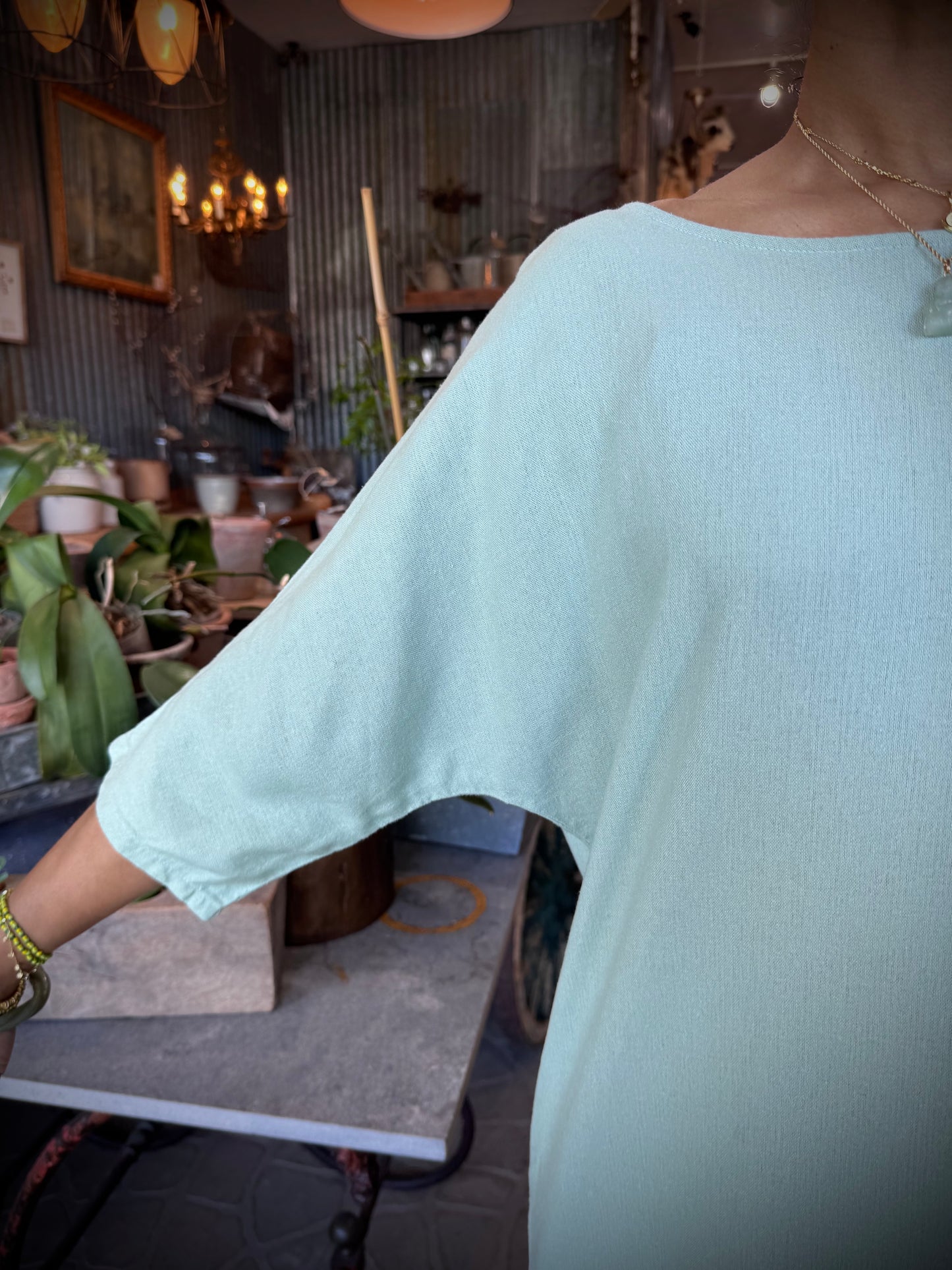 Dotty Tunic Dress in Seafoam
