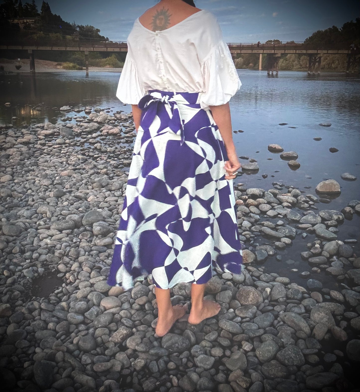 Elsie Wrap Skirt - Purple Abstract