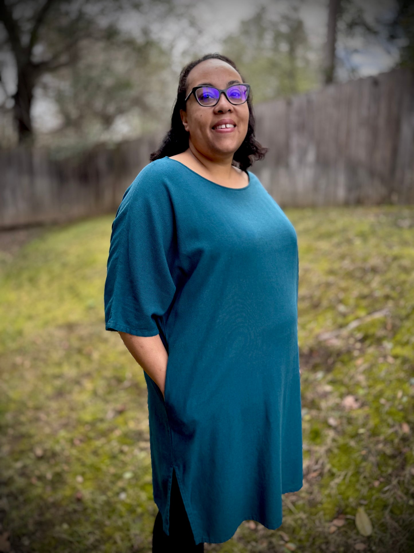 Dotty Tunic Dress in Teal