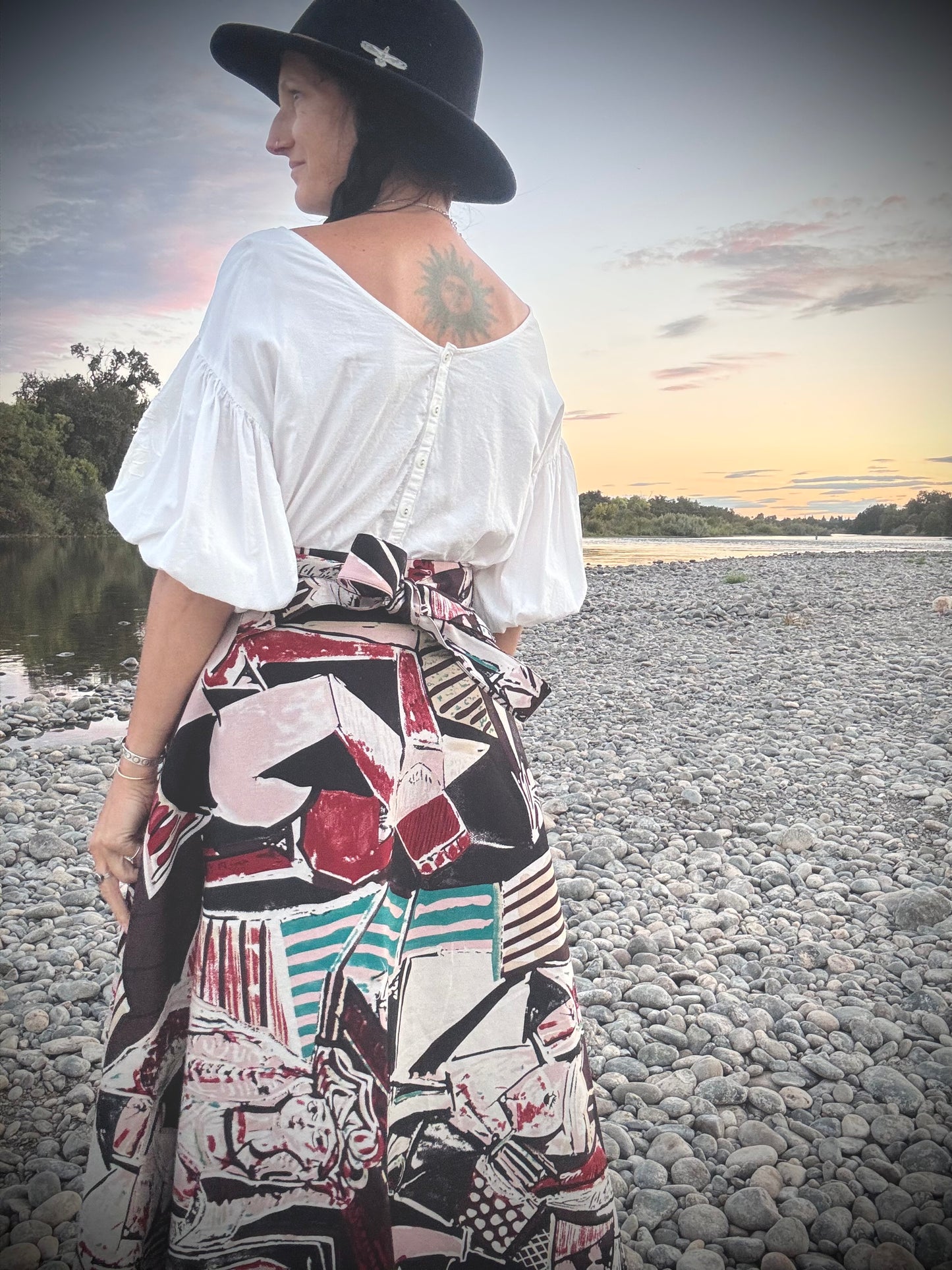 Elsie Wrap Skirt - Egyptian Abstract