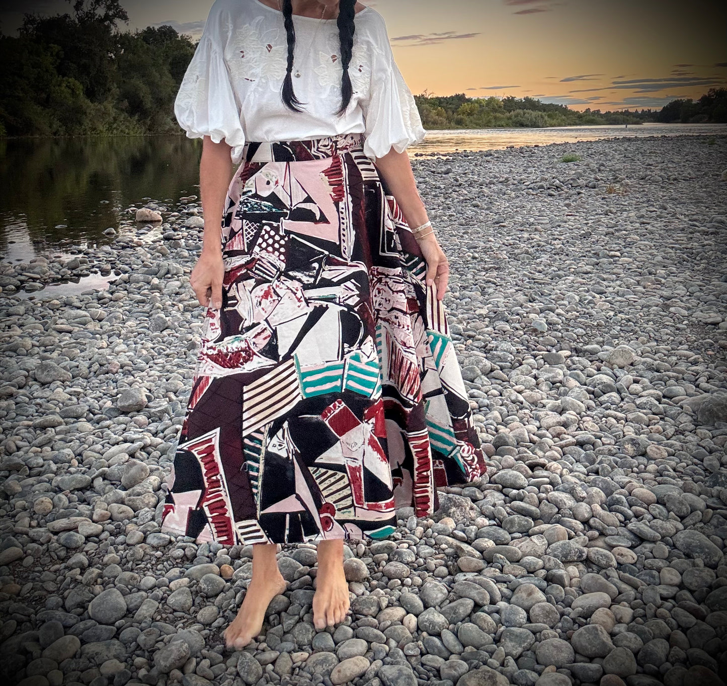Elsie Wrap Skirt - Egyptian Abstract