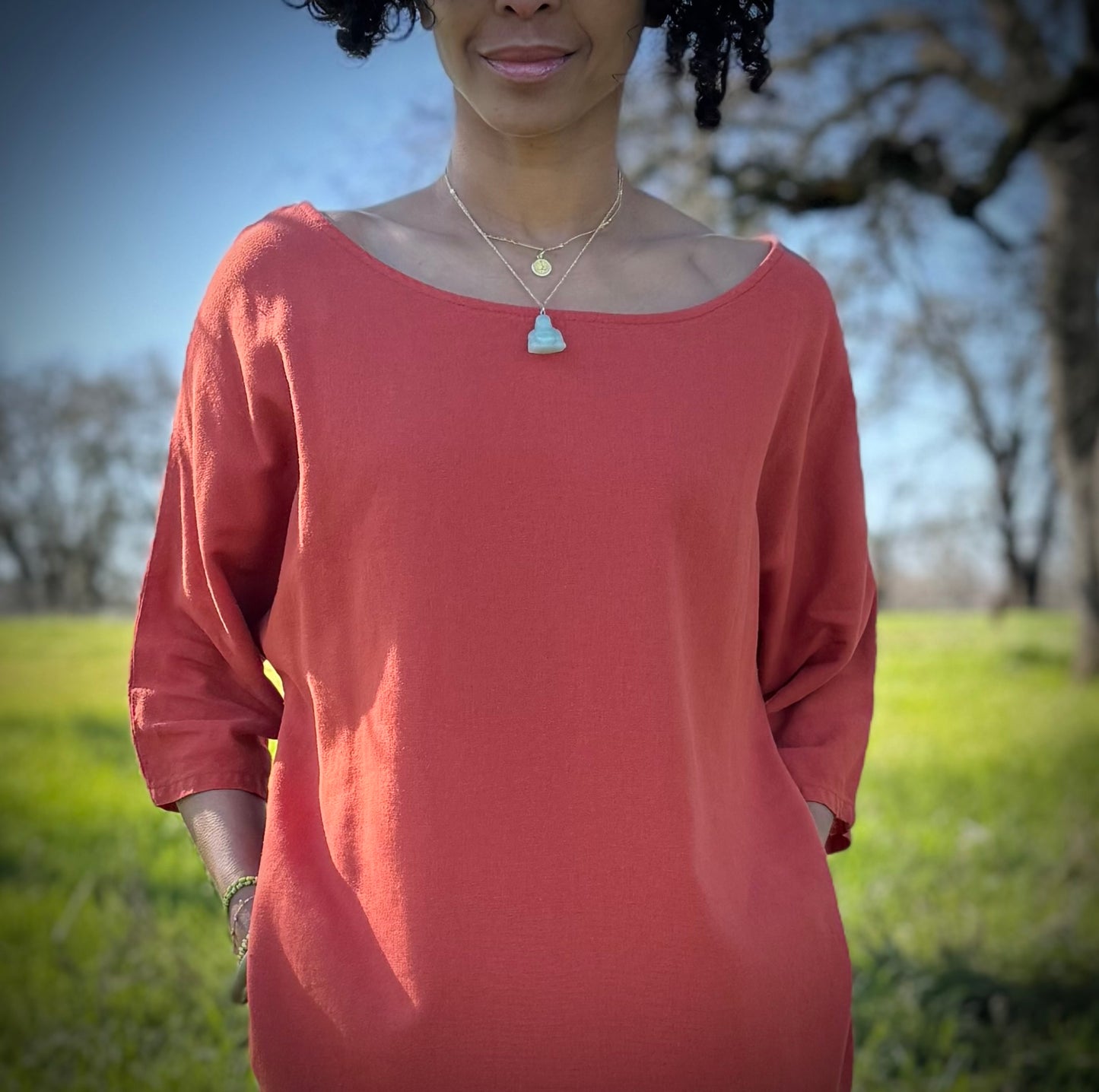 Dotty Tunic Dress in Rust