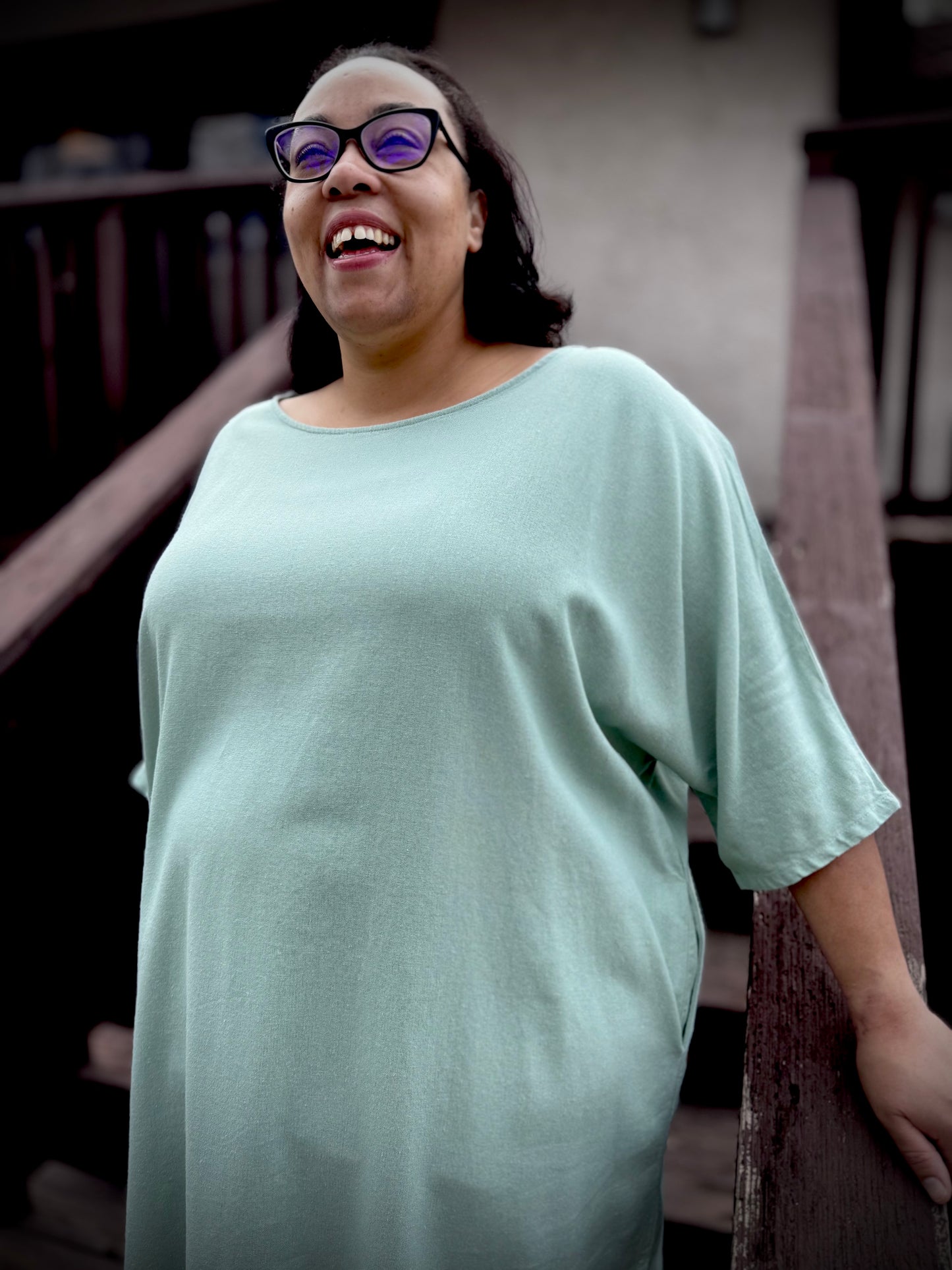Dotty Tunic Dress in Seafoam