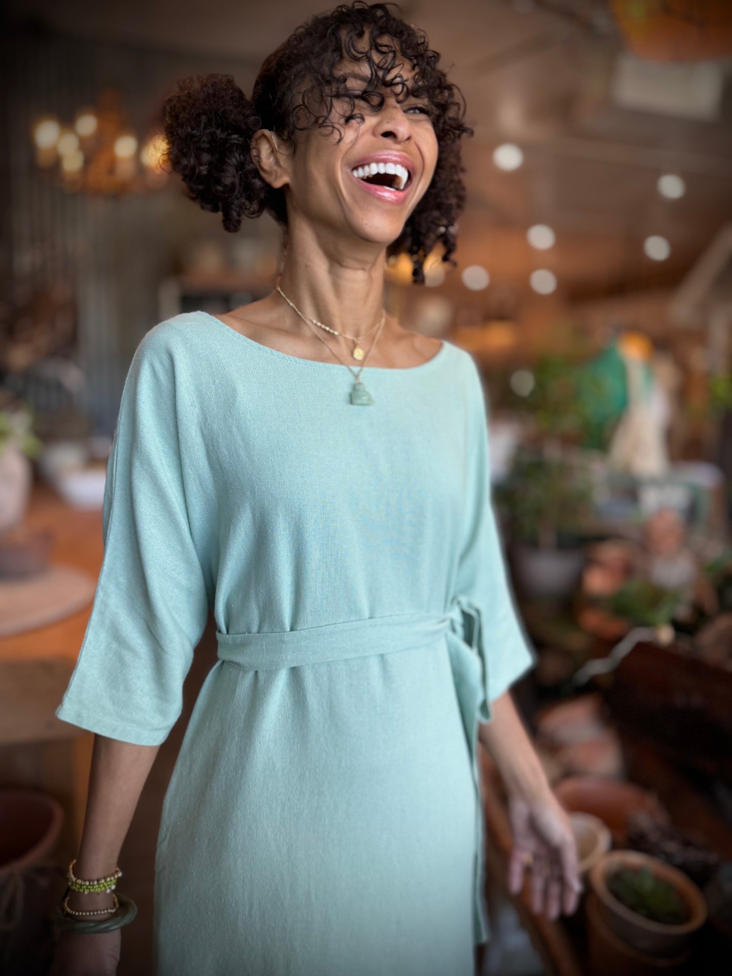 Dotty Tunic Dress in Seafoam