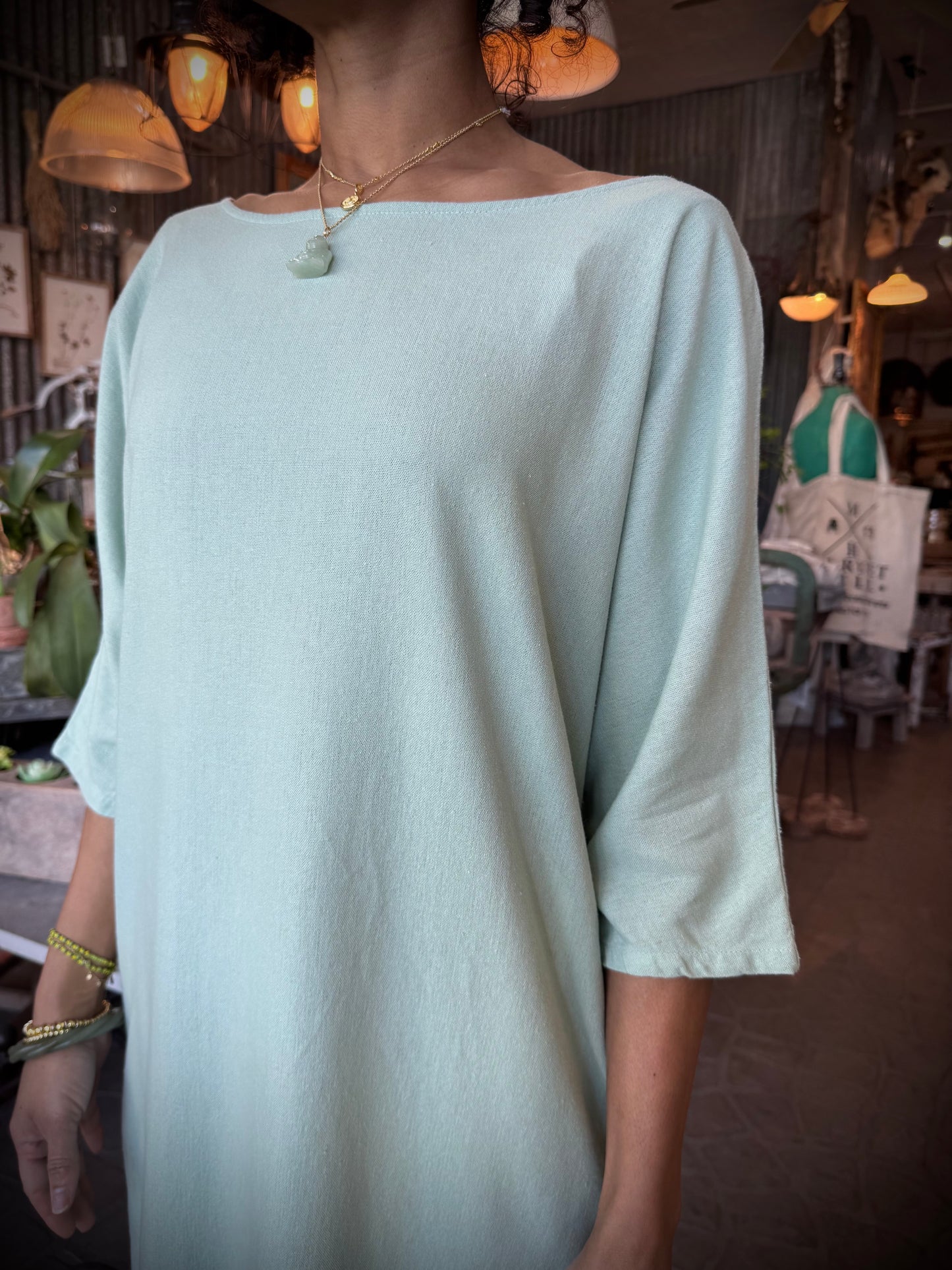 Dotty Tunic Dress in Seafoam
