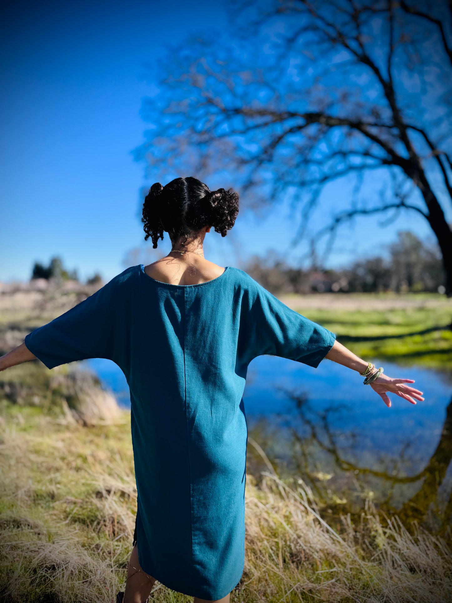 Dotty Tunic Dress in Teal