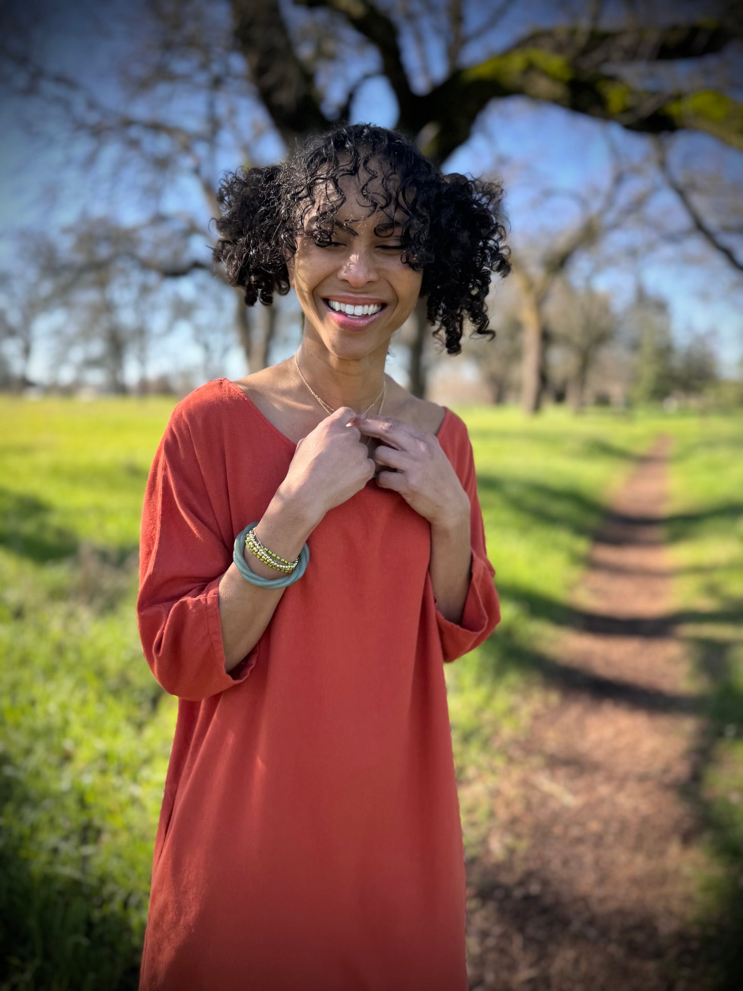 Dotty Tunic Dress in Rust