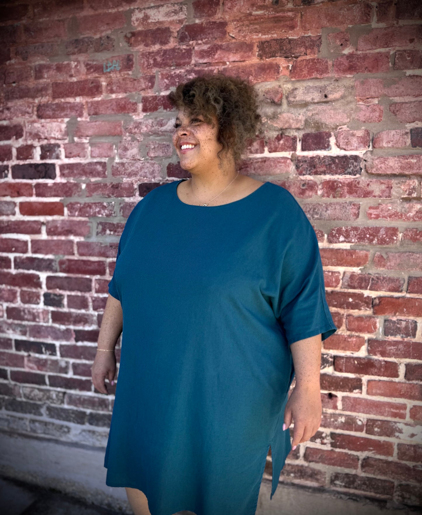 Dotty Tunic Dress in Teal