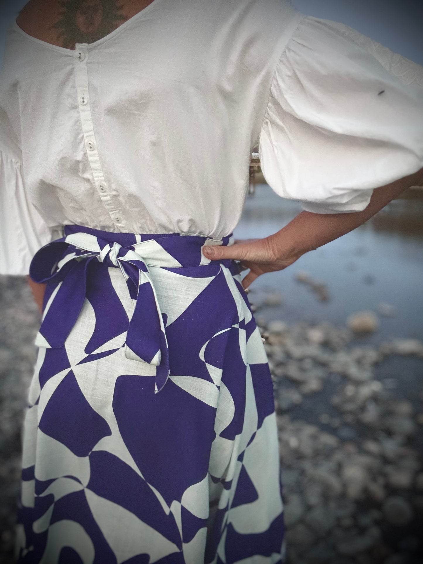 Elsie Wrap Skirt - Purple Abstract