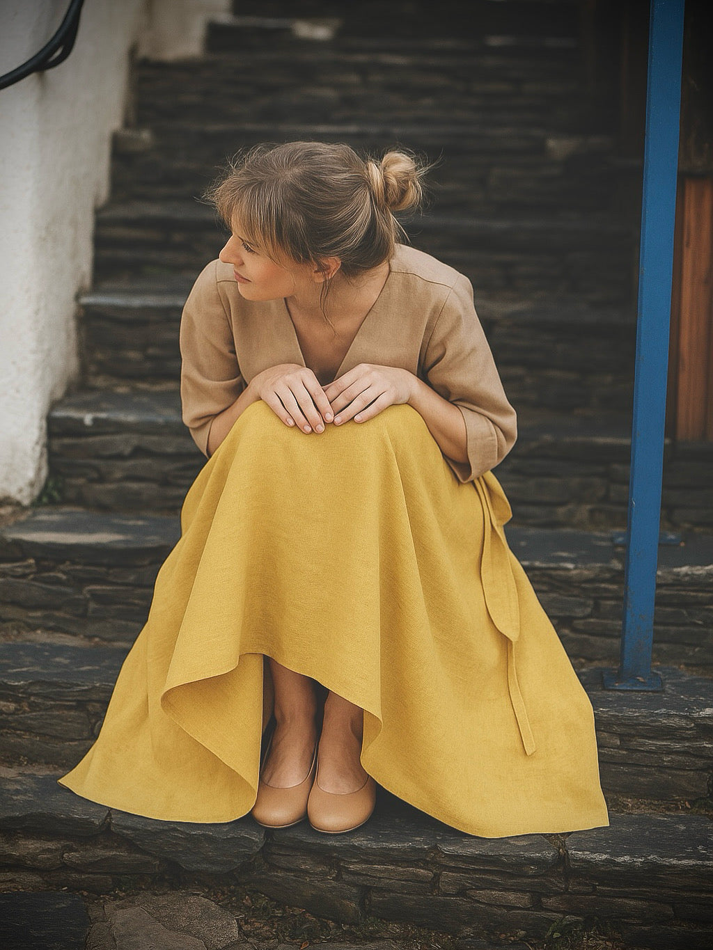 Elsie Wrap Skirt - Mustard