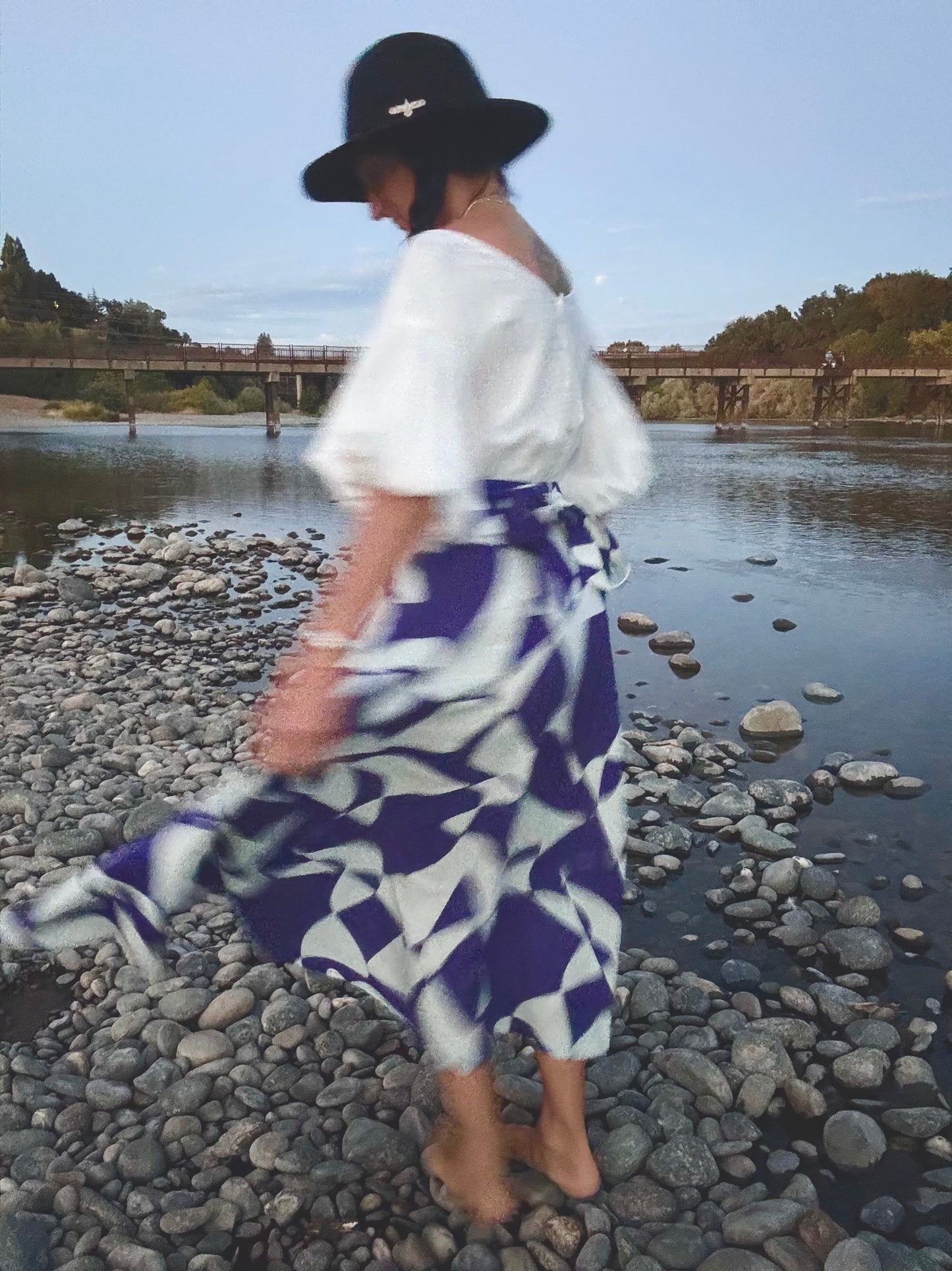 Elsie Wrap Skirt - Purple Abstract