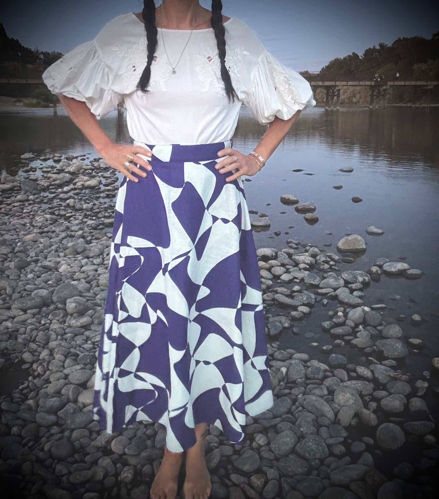 Elsie Wrap Skirt - Purple Abstract