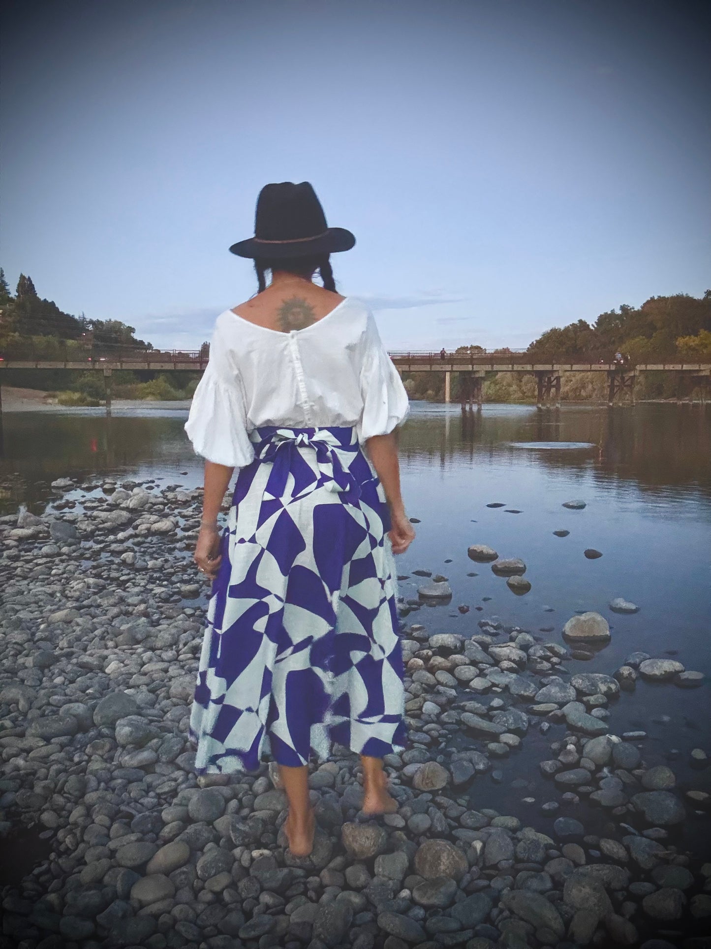 Elsie Wrap Skirt - Purple Abstract