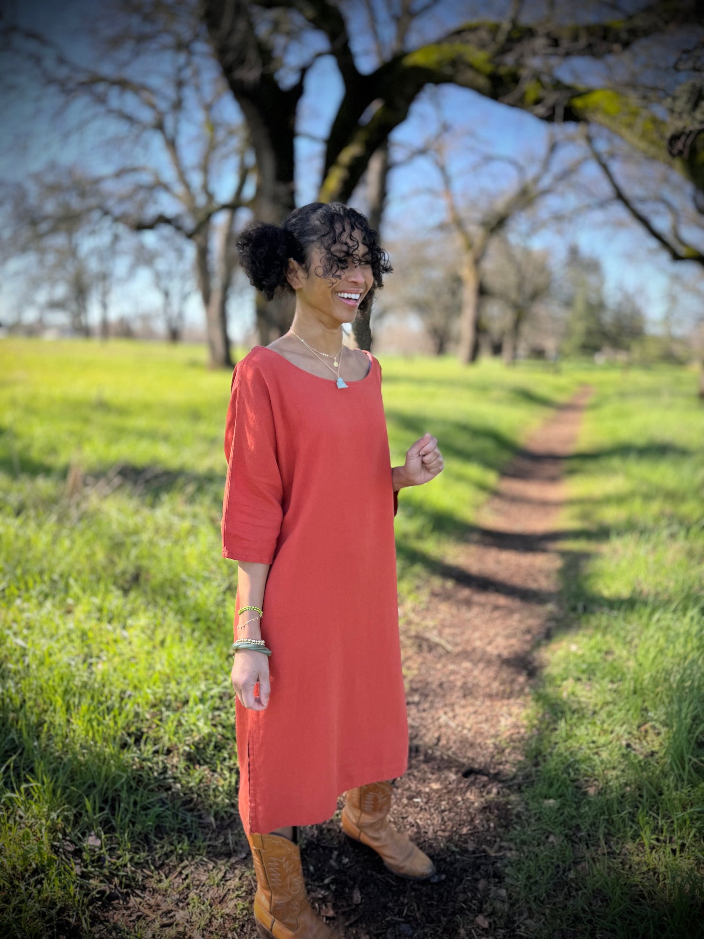 Dotty Tunic Dress in Rust
