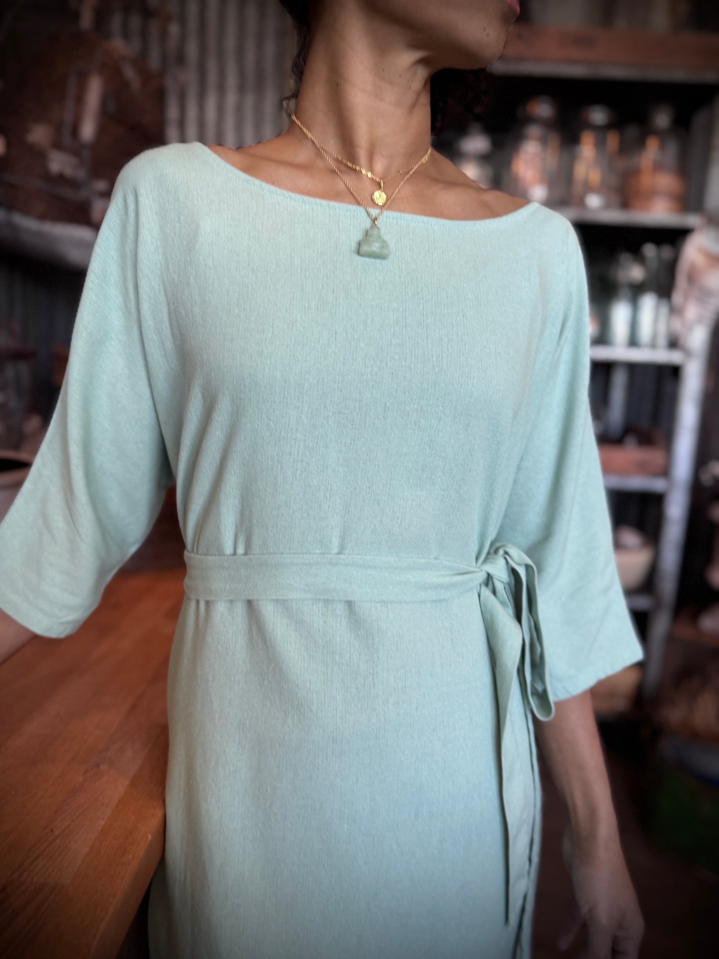 Dotty Tunic Dress in Seafoam