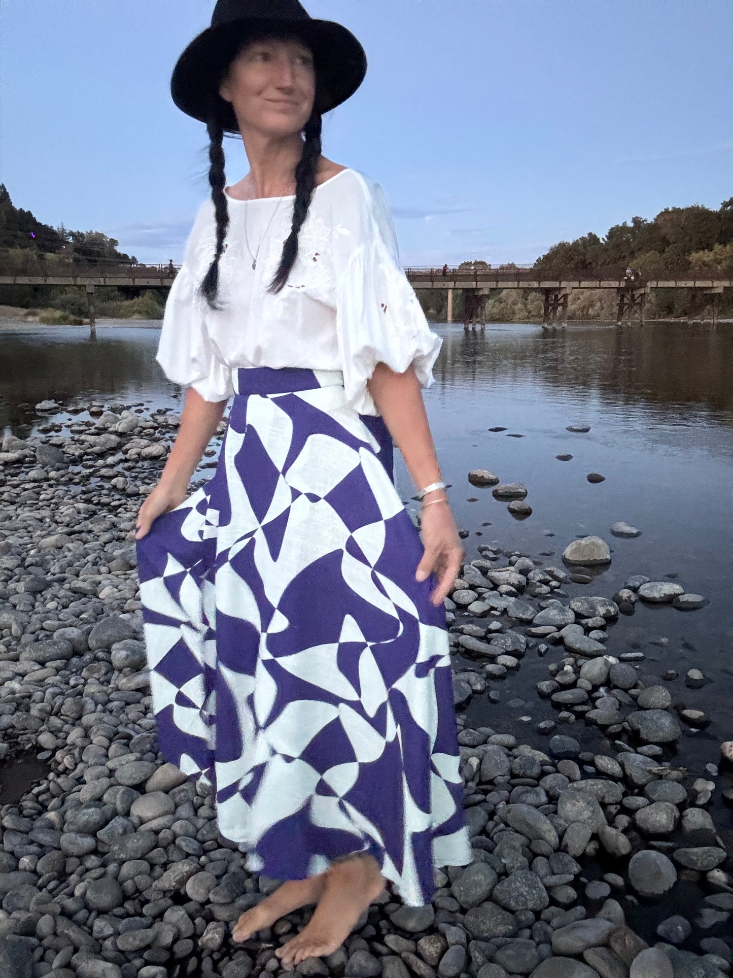 Elsie Wrap Skirt - Purple Abstract