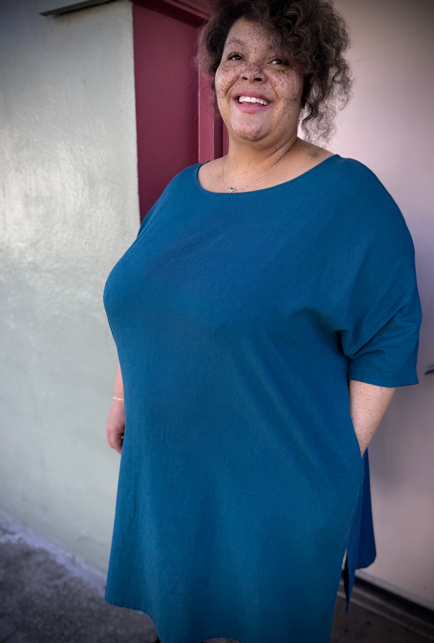 Dotty Tunic Dress in Teal