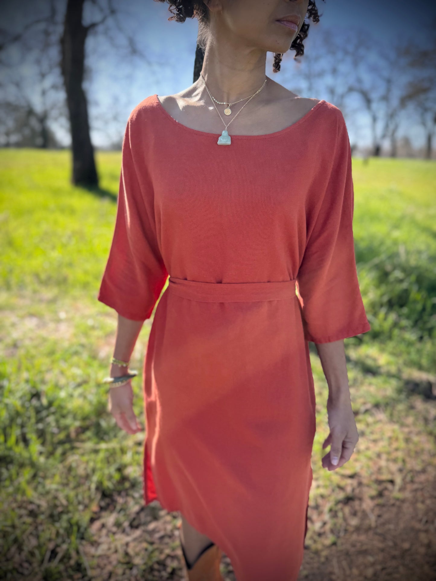 Dotty Tunic Dress in Rust