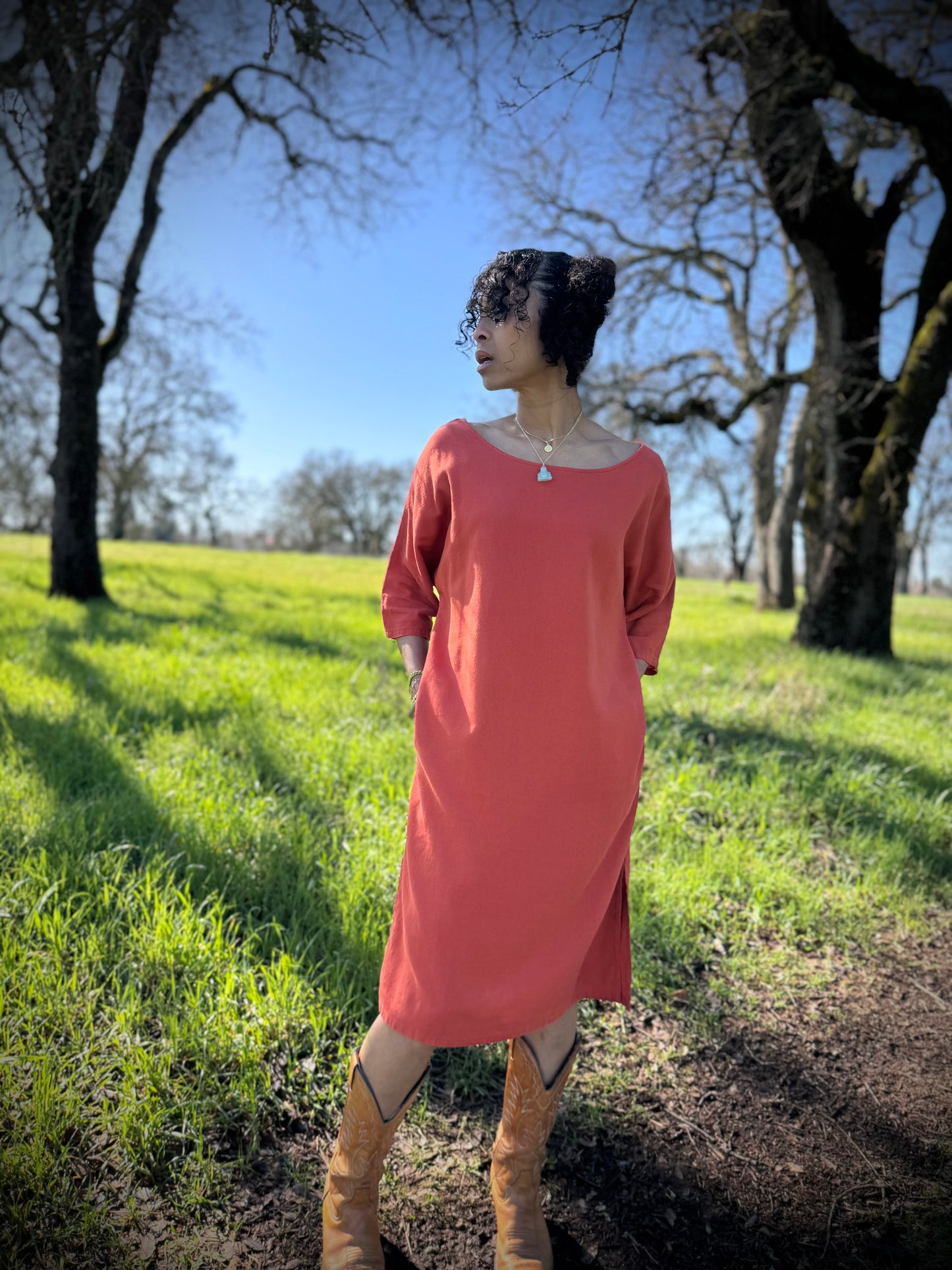 Dotty Tunic Dress in Rust
