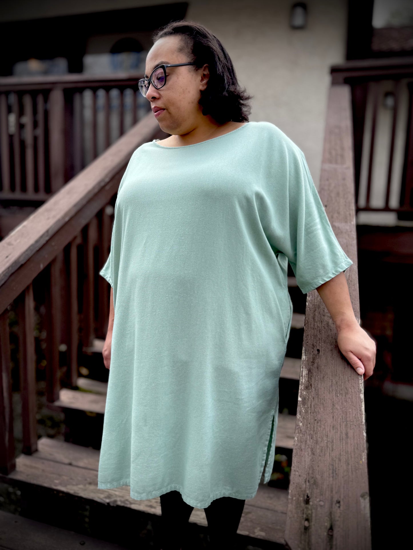 Dotty Tunic Dress in Seafoam