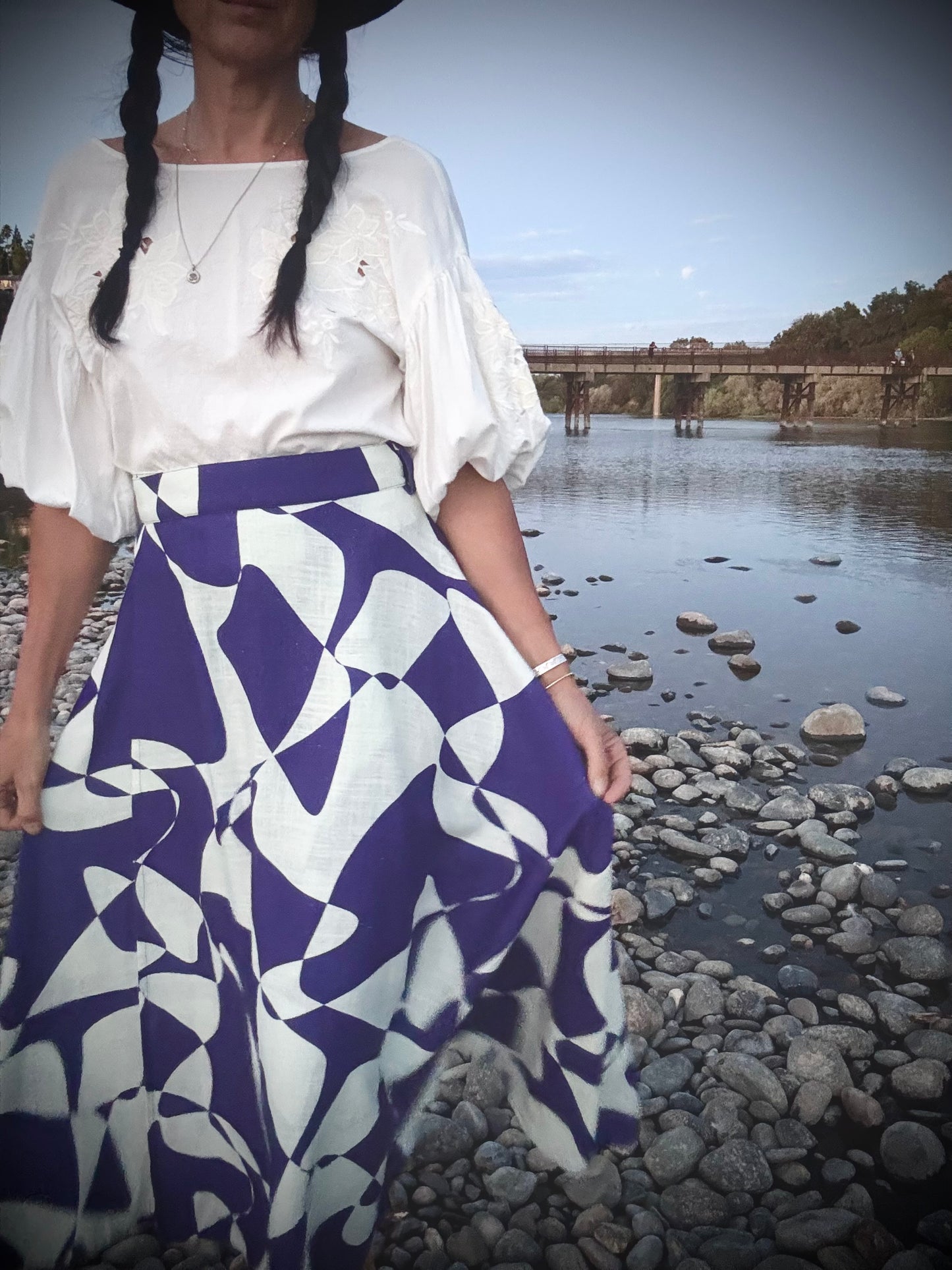 Elsie Wrap Skirt - Purple Abstract