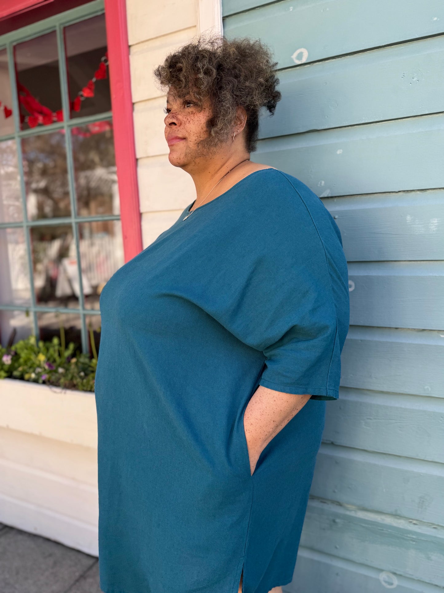 Dotty Tunic Dress in Teal