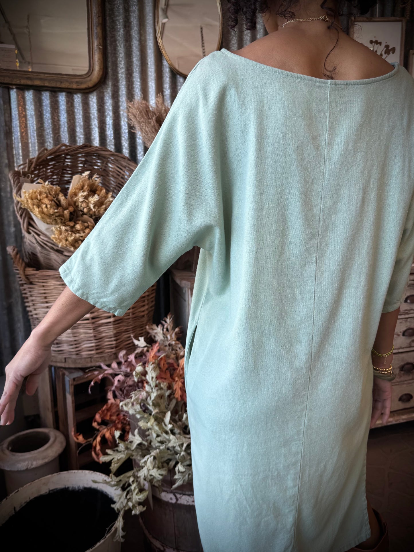 Dotty Tunic Dress in Seafoam