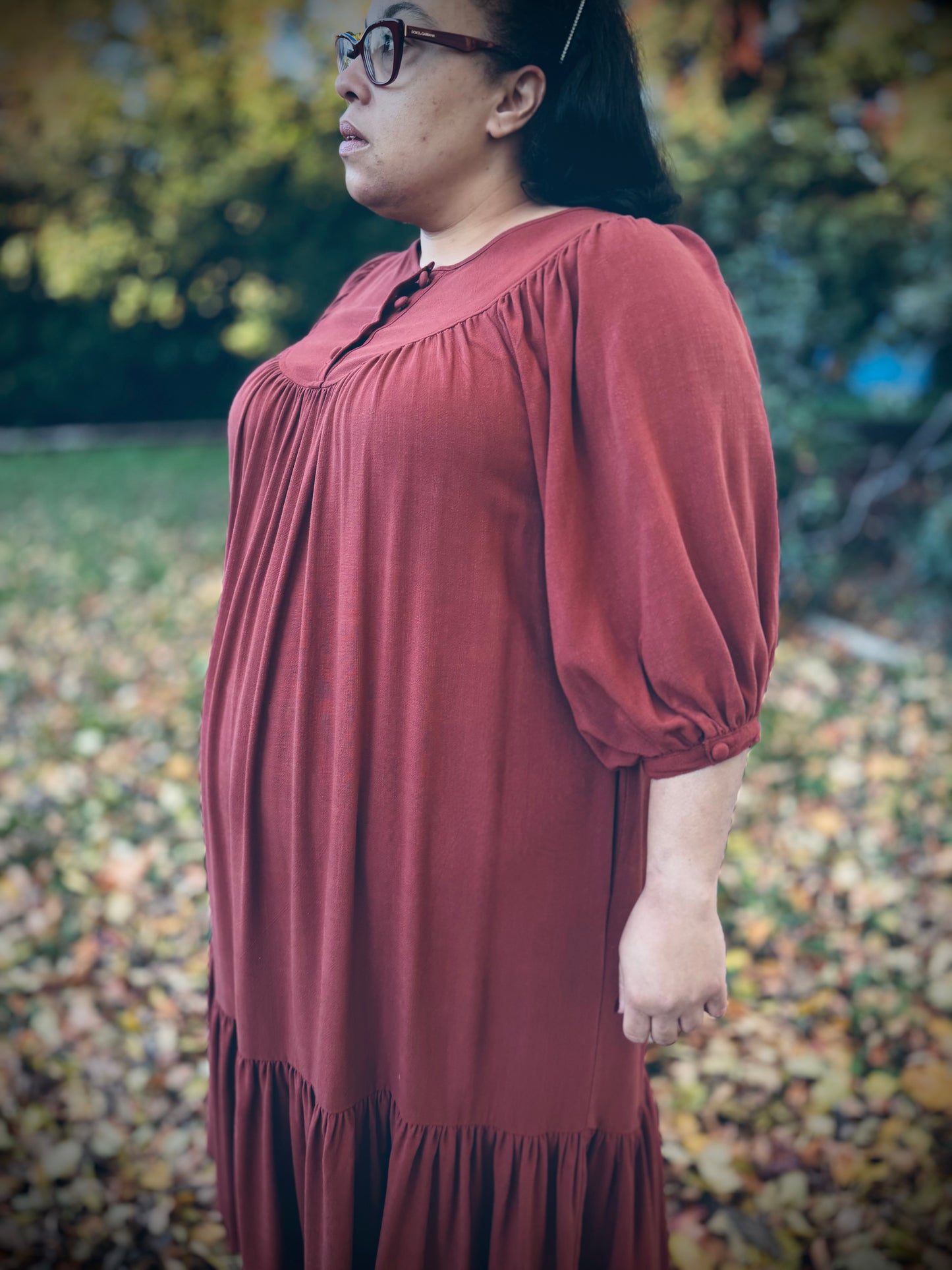 Margaret Poet Dress in Sienna