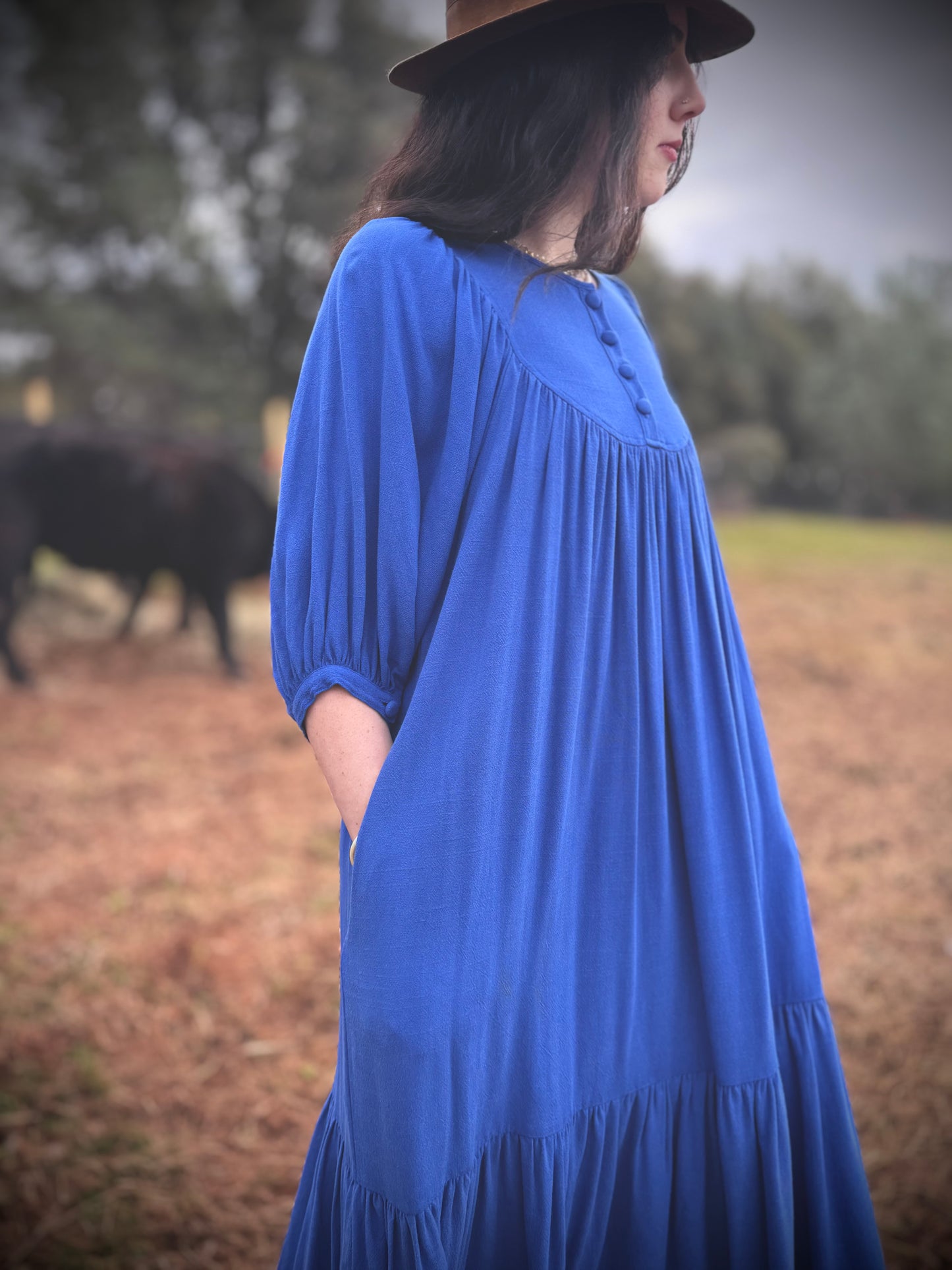 Margaret Poet Dress in Royal