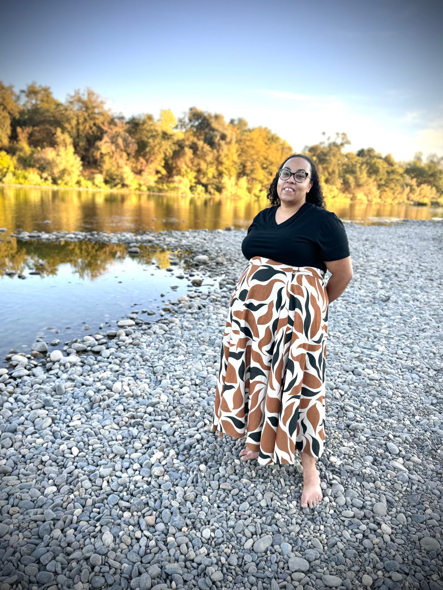 ‘ELSIE' Wrap Skirt in FALLING LEAVES