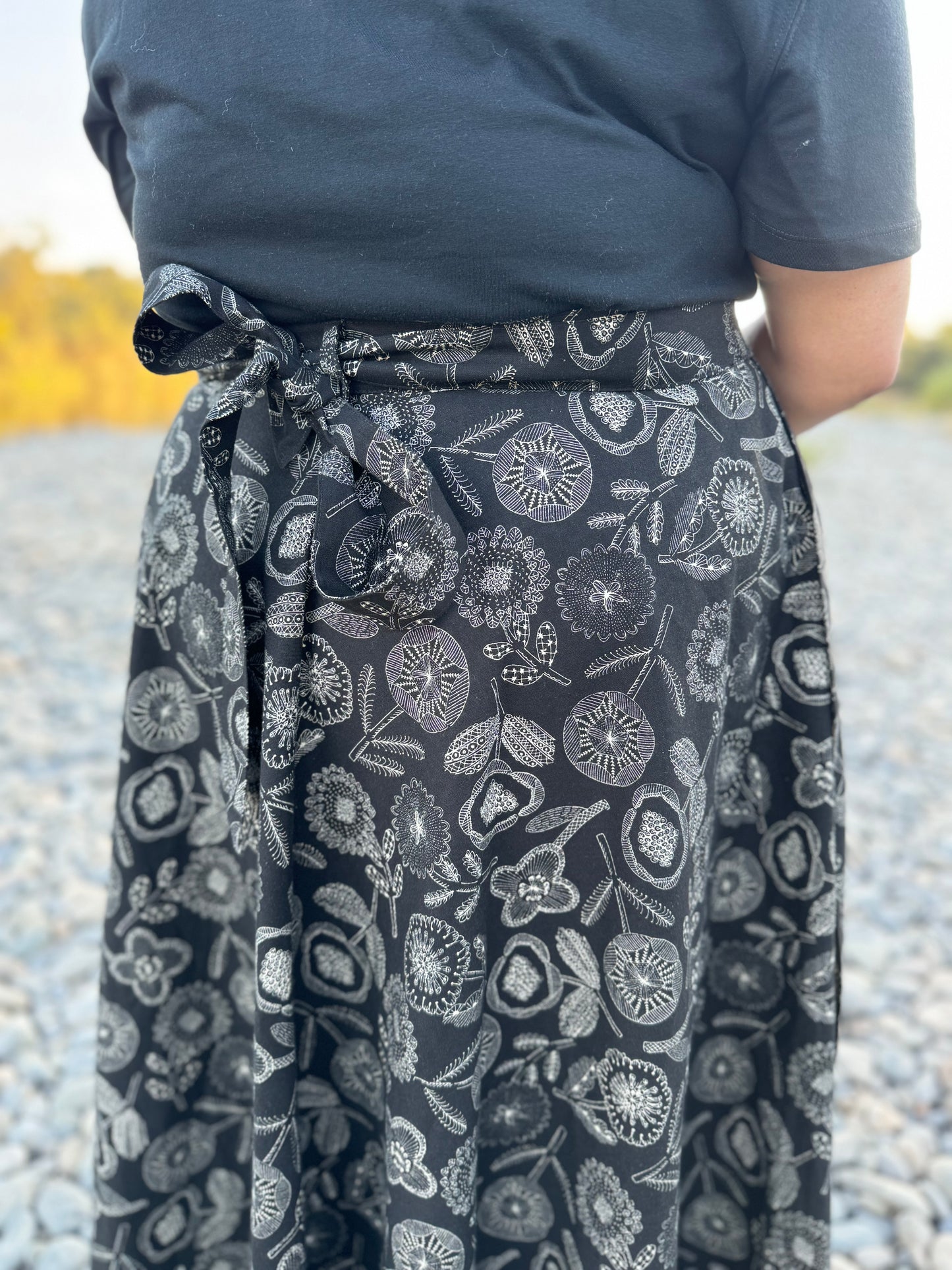 'ELSIE' Wrap Skirt in NIGHT FLOWER