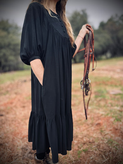 Margaret Poet Dress in Black
