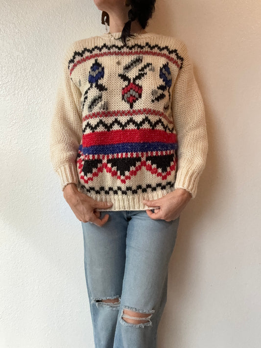 Hand Knitted Wool Blend Sweater