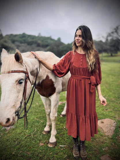 Margaret Poet Dress in Sienna