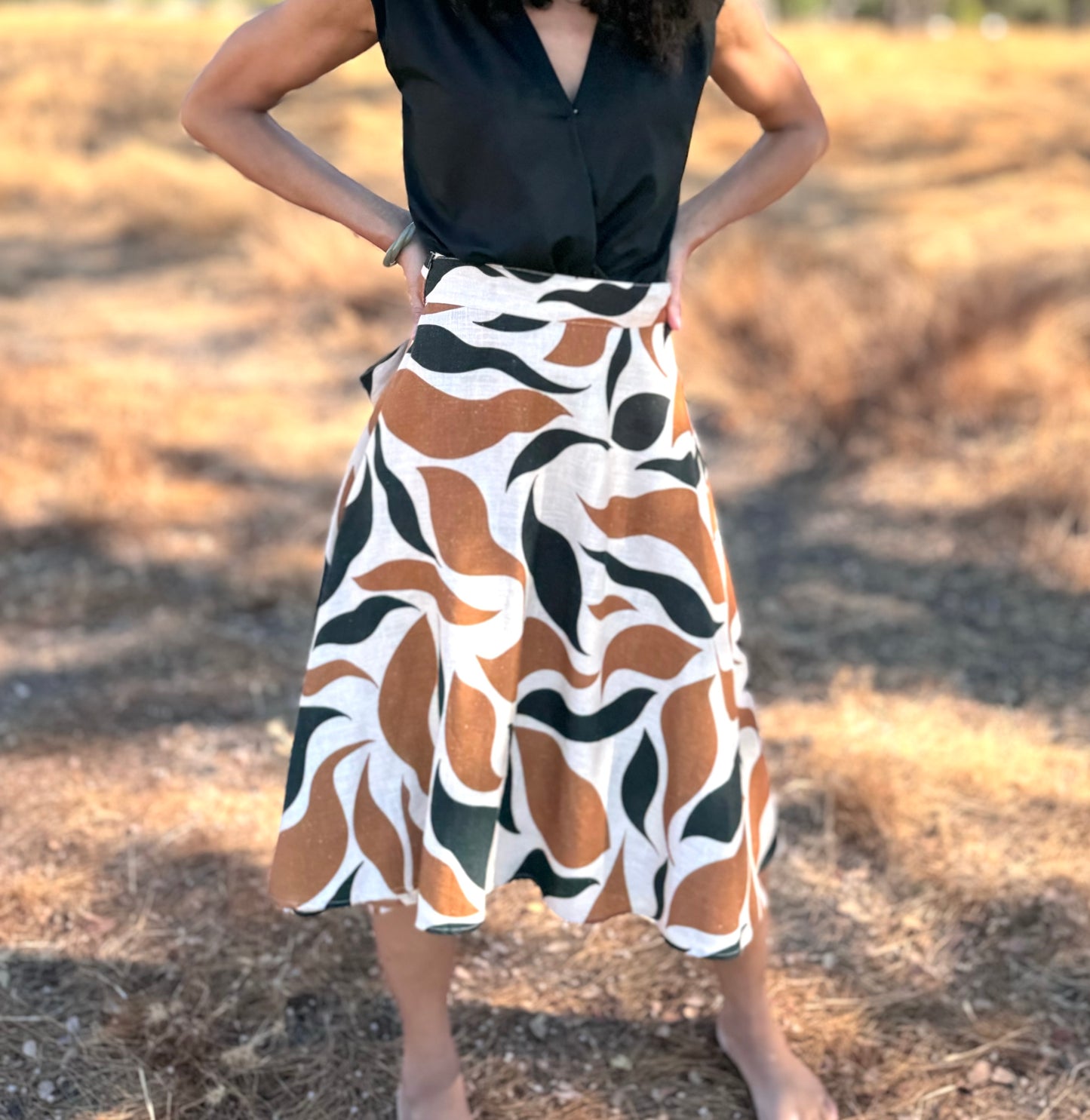 ‘ELSIE' Wrap Skirt in FALLING LEAVES