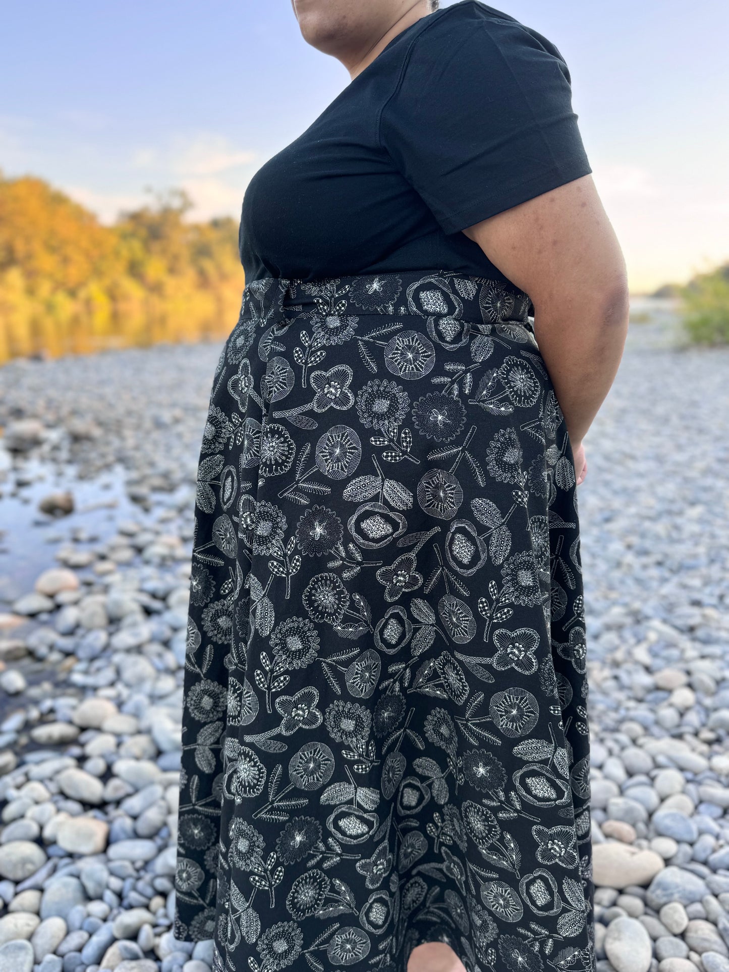 'ELSIE' Wrap Skirt in NIGHT FLOWER