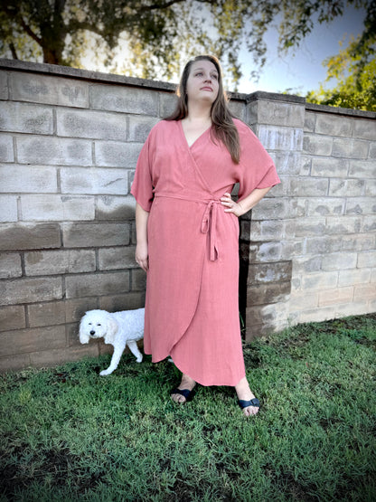 'Velma' Wrap Dress in TERRACOTTA