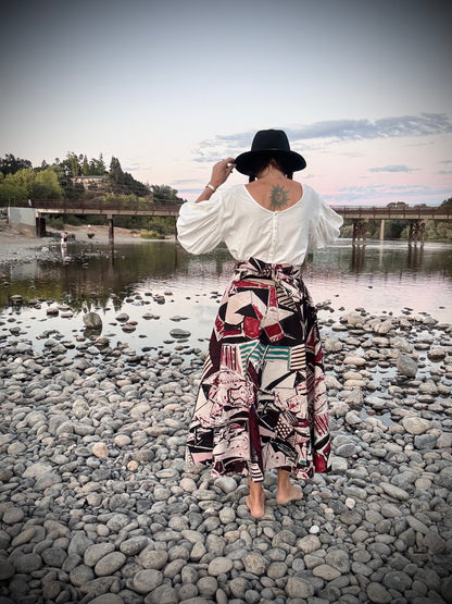 Elsie Wrap Skirt - Egyptian Abstract