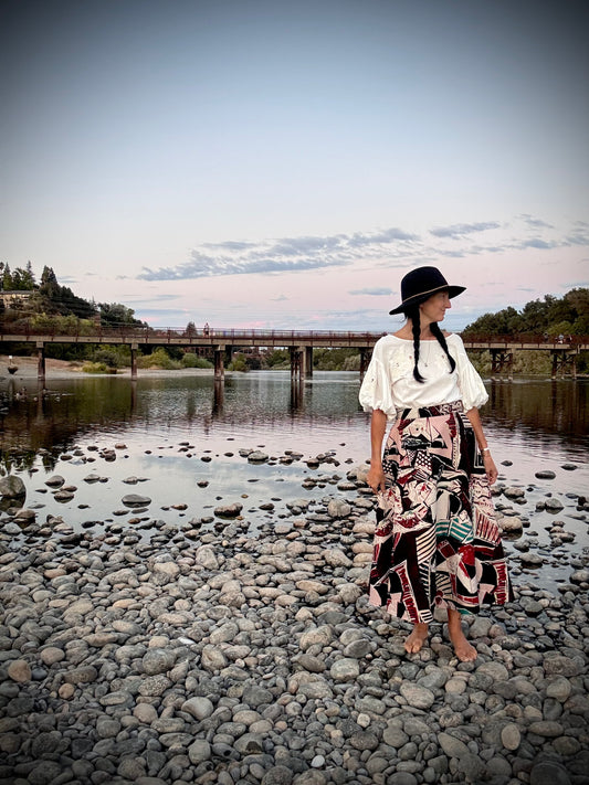 Elsie Wrap Skirt - Egyptian Abstract