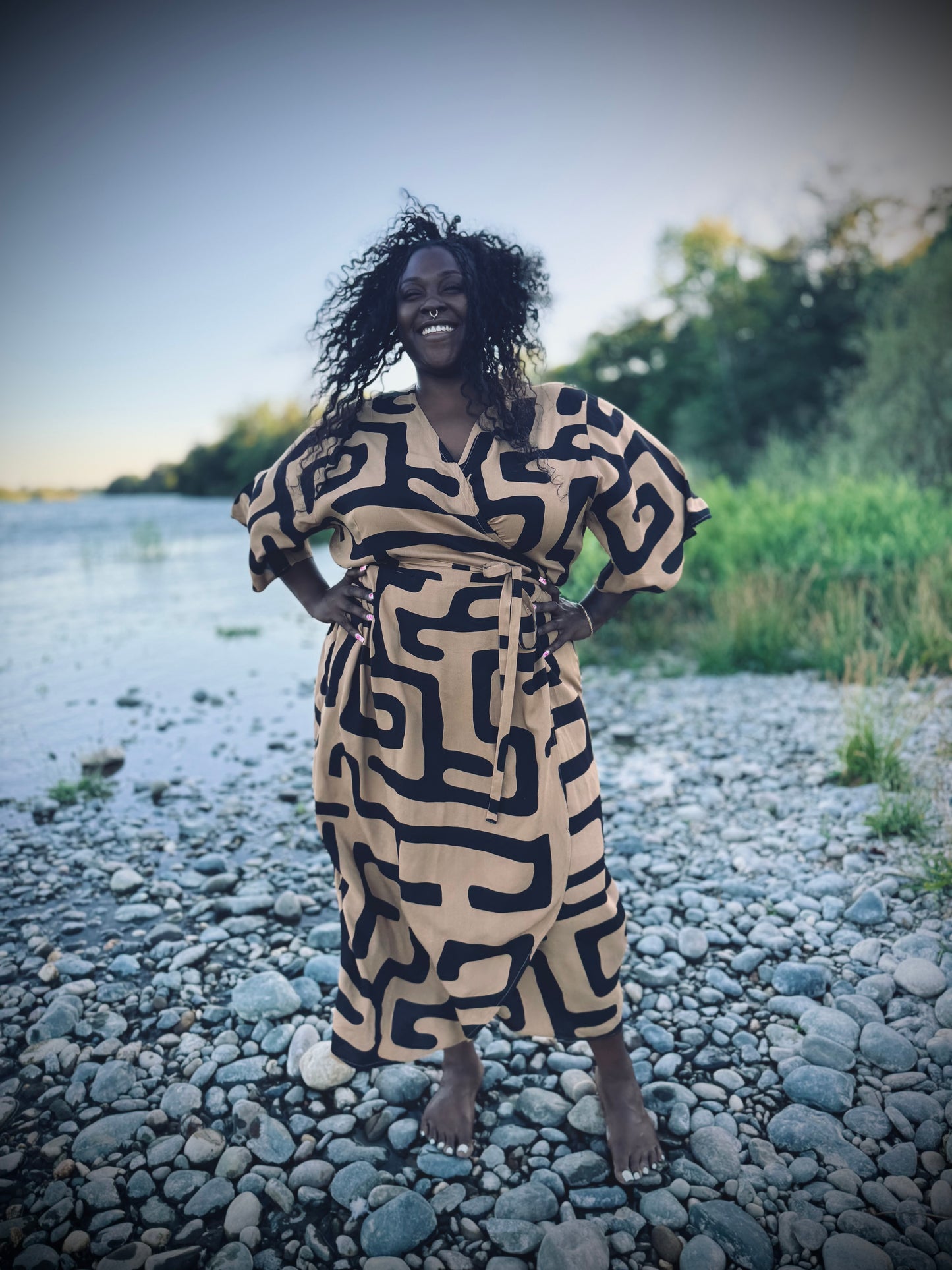 ‘Velma' Wrap Dress in MAZE