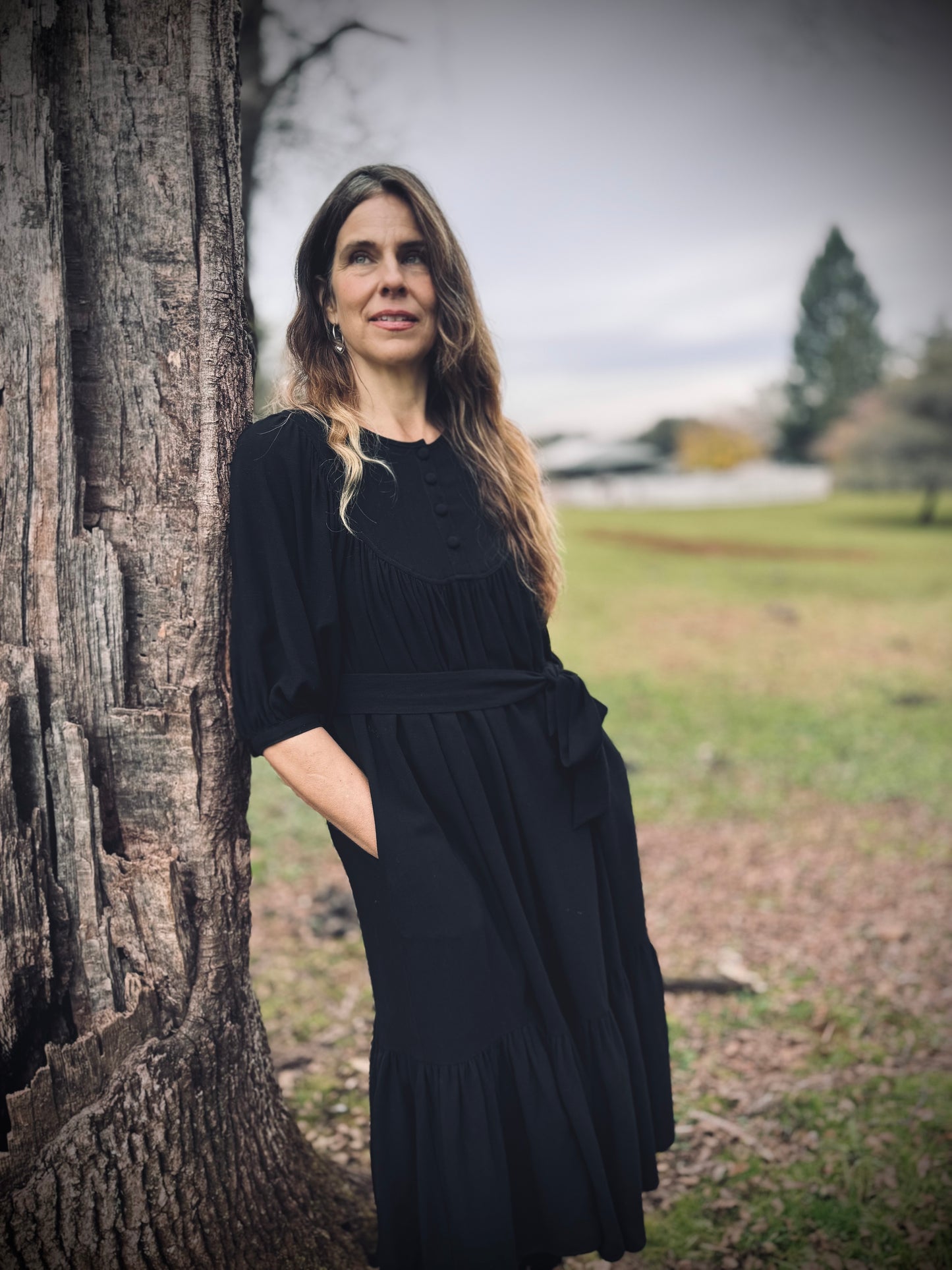 Margaret Poet Dress in Black