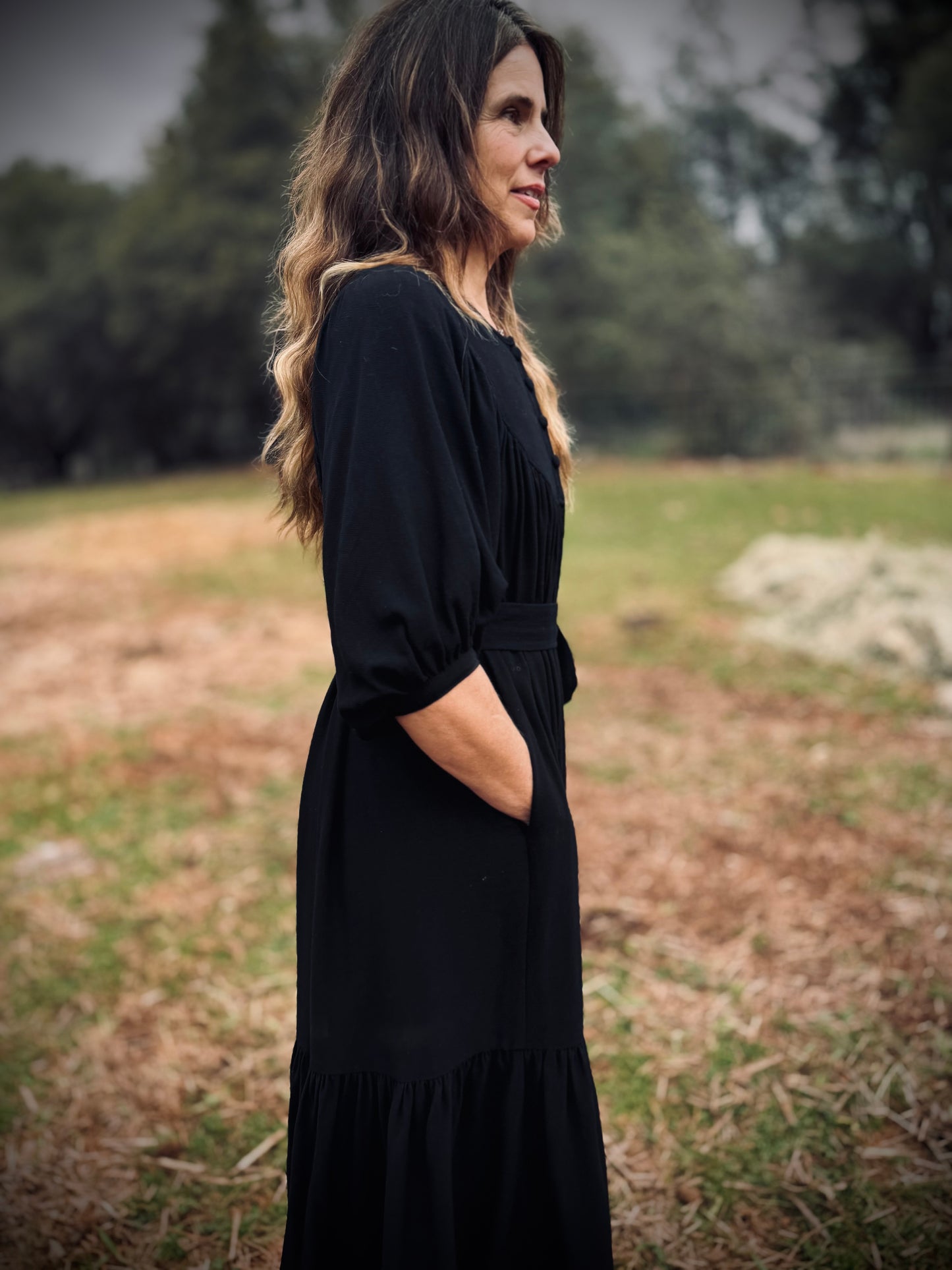 Margaret Poet Dress in Black
