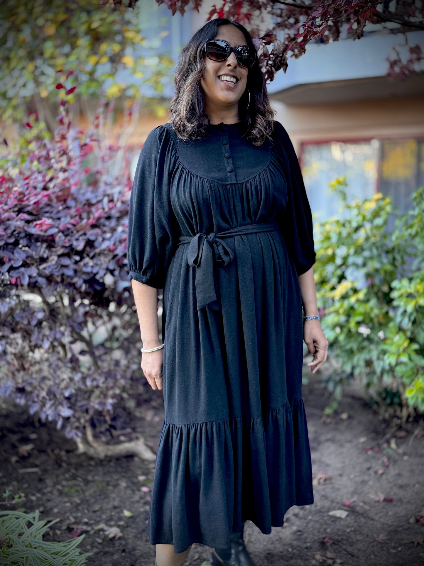 Margaret Poet Dress in Black