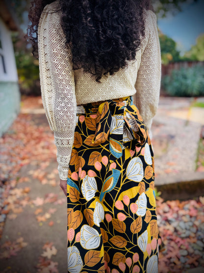 Elsie Wrap Skirt - ‘Blue Jay’ Block Print