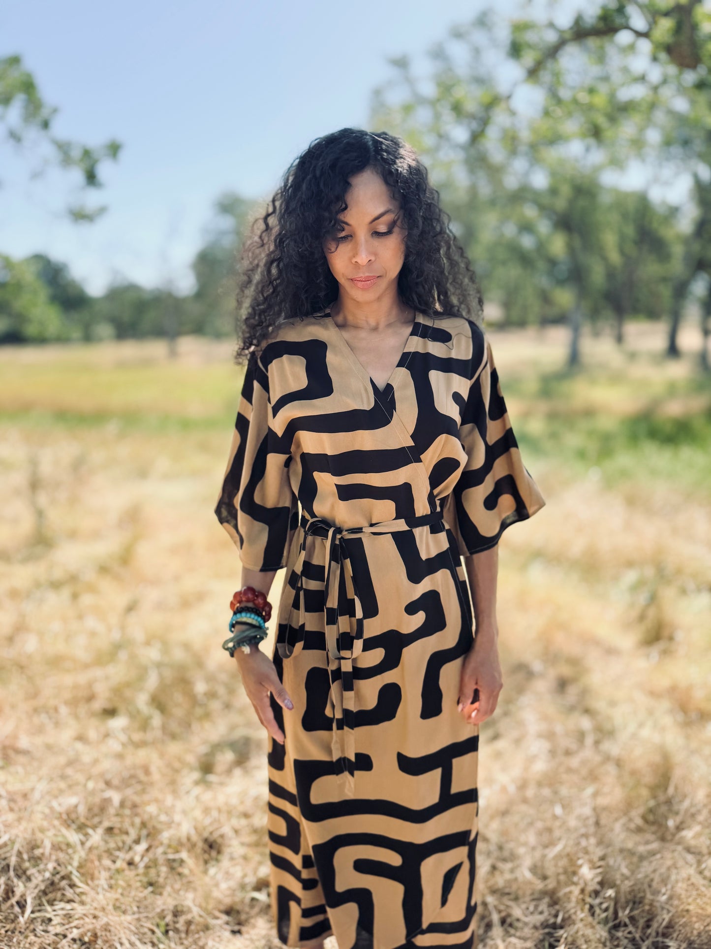 ‘Velma' Wrap Dress in MAZE