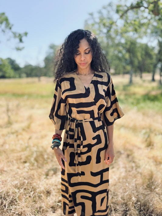 ‘Velma' Wrap Dress in MAZE