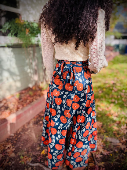 Elsie Wrap Skirt - ‘Marigold’ Block Print