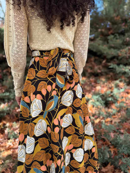 Elsie Wrap Skirt - ‘Blue Jay’ Block Print