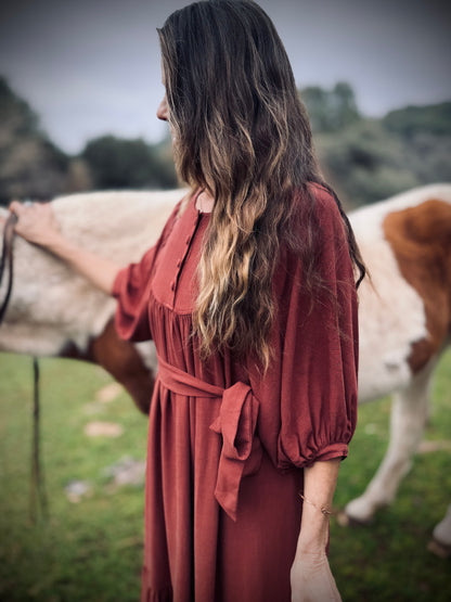 Margaret Poet Dress in Sienna